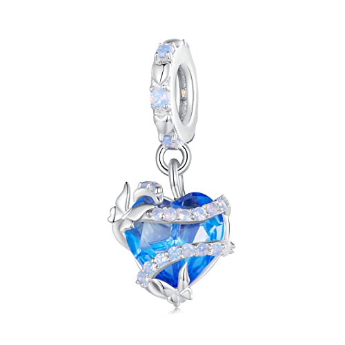 NINGAN Borboleta amarela contas encantos pendentes de charme família eterna contas prata de lei 925 com compatível com pulseira europeia, encantos para mulher menina