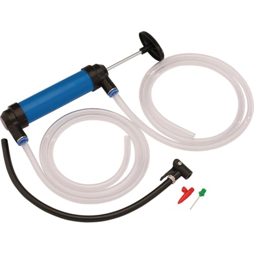 Draper Bomba de transferência de ar e líquido de dupla finalidade, bomba manual de transferência de combustível sifão, seringa de bomba extratora de óleo, 01082, azul