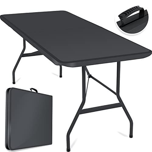 KESSER® Mesa Buffet dobrável de plástico 183 x 76 cm, mesa de campismo, de jardim, terraço e varanda 8 pessoas Incl. Alça de transporte, antracite