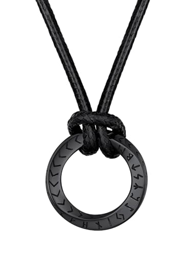 FaithHeart Colar de viking runas de aço inoxidável 316L homem mulher letras tapetes rúnicos jóias espiritual nórdico de talismã de família casais