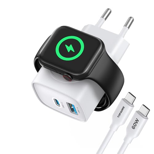 Carregador para Apple Watch e iPhone, 20 W USB C carregador de carregamento rápido, 3 em 1 PD3.0 iWatch relógio carregado para Apple Watch Series 10/9/Ultra/8/7/6/SE, para iPhone 15/15 Pro/15 Pro Max