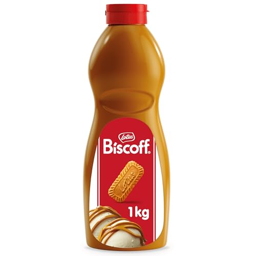 Biscoff Lotus Topping Cobertura para sobremesas feita com bolachas caramelizadas, vegano, sem aros ou corantes artificiais, garrafa removível, 1 kg