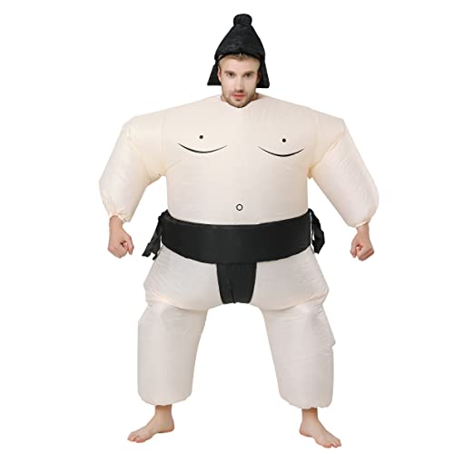 FXICH Fato Sumo Inflável - Fato de Carnaval/Halloween com adultos, Fato insuflável Cosplay Festa de Natal Tamanho Único 150 - 190 cm