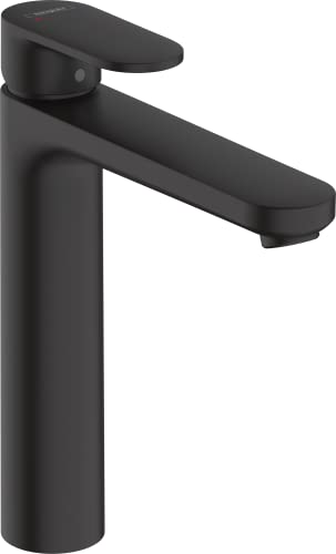 hansgrohe Vernis Blend - torneira lavatório sem ralo, torneira monocomando lavatório 190 mm, misturador monocomando lavatório poupança de água (EcoSmart), preto mate, 71582670