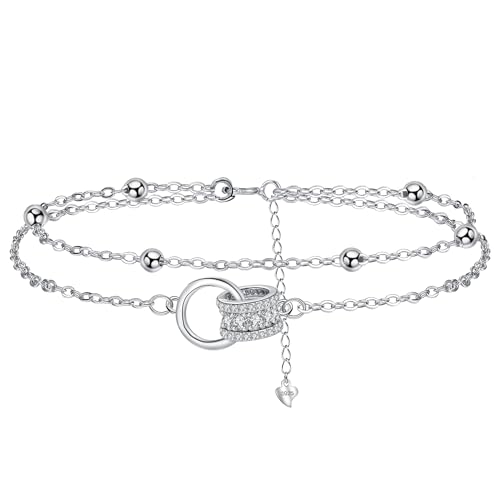 Arrebol Pulseiras mulher prata 925 com 3A zircónio cúbico presentes originais para mulheres amigo - ajustável (16 cm + 4)