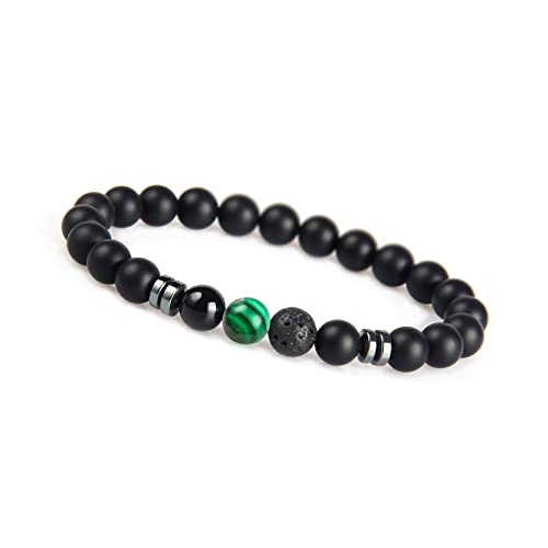 GD GOOD.designs EST. 2015 Pulseira chakra com contas de pedra de lava, com conta de jaspe, pedra natural de ónix