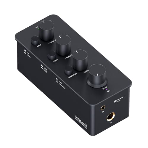 Fosi Audio SK01 Amplificador de auriculares equalizador Preamp com Bass Midrange Treble Tone Control e Loudness Compensation analógico Amp classe A para guitarra elétrica instrumento 3,5/6,35 mm