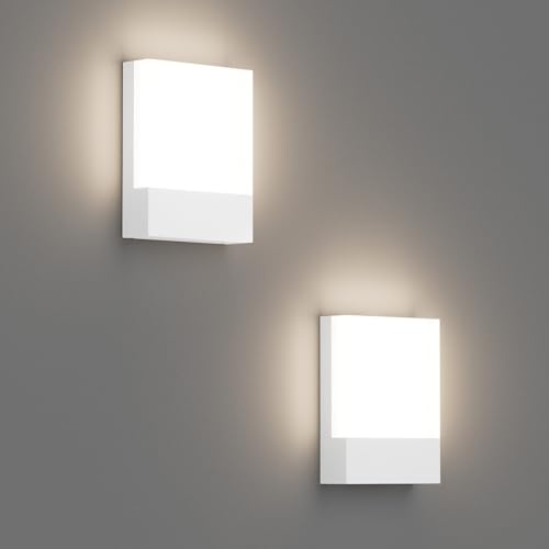 Klighten 2 peças 24 W LED candeeiro de parede exterior/interior, impermeável IP65 branco aplique de parede, luz de parede alumínio moderno para jardins, corredor terraço, 1500 lúmen, branco neutro
