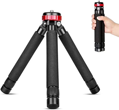 Koolehaoda Mini tripé suporte de tripé de mesa totalmente metálico com montagem de parafuso de 1/4'' e 3/8', altura máxima de 33 cm, carga até 10 kg, para câmara DSLR, monopés