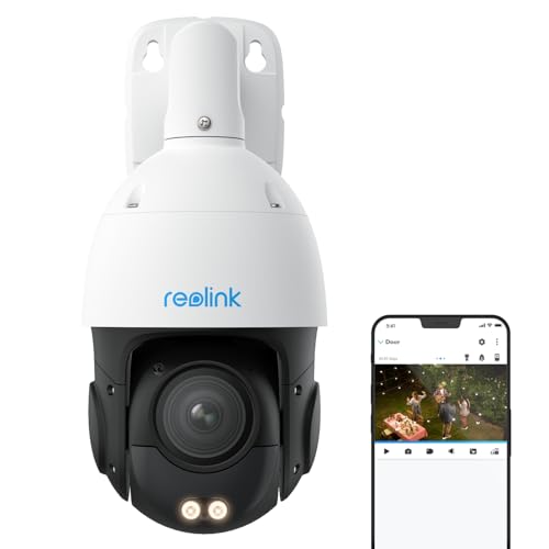 Reolink 4K PTZ Câmara de vigilância exterior PoE, 16 X zoom ótico 3D, 360 °/90 ° Pan & Tilt, visão noturna colorida, deteção pessoa/veículo / animal, áudio bidirecional, suporta microSD, RLC-822 3S2