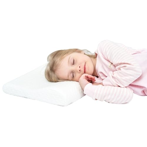 SIKAINI Oreiller en Mousse à mémoire pour Enfants Enfant Dormir oreiller Contour Regulável 100% Housse de Couteau HYPOALLERGÉNIQUE Cadeau supplémentaire Coton biologique (3-10 anos)