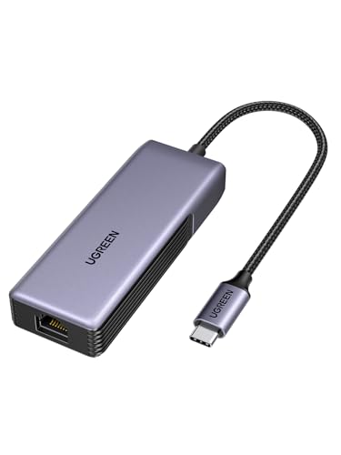 UGREEN Adaptador de rede USB-C Ethernet RJ45 5 Gigabit conversor LAN Thunderbolt C 3,2 Gen 2 LAN WOL MDI MDIX alumínio compatível com Windows 11 Linux Kernel 5.17