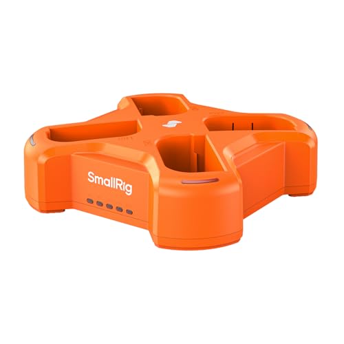 SMALLRIG Carregador de bateria compatível com LP-E6NH câmara de 4 canais, com carregamento rápido de 60 W, ecrã LED, carregador de bateria para câmara compatível com Canon LP-E6NH, cor laranja - 4838