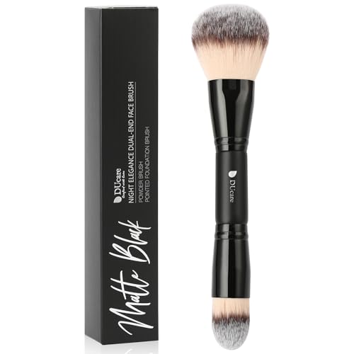 DUcare Pincéis de maquilhagem Duo End Foundation Contour Powder e Buffer Brush Bronzer Double Makeup Brush Set 2 peças, preto (preto-C)