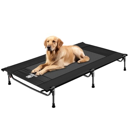 OneTigris Espreguiçadeira para cães para exteriores, cama elevada para cães de 130 x 70 cm, altura de 21 cm, instalação expressa, estável, confortável e respirável, durável e fácil de limpar, cama