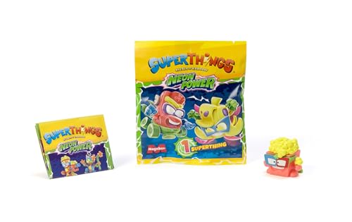 SUPERTHINGS Série Neon Power, caixa com 50 envelopes surpresa com figuras colecionáveis, cada envelope contém 1 SuperThing surpresa e 1 lista de verificação