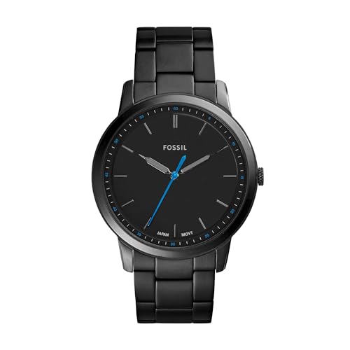 Fossil Minimalist Relógio para homem, movimento de quartzo com correia de aço ou pele