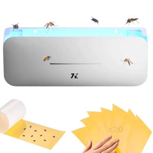 MAGIC SELECT Candeeiro mata-mosquitos elétrico luz UV 365 nm. Mata-moscas elétrico 220 V. Candeeiro anti-insetos autocolante com modo inteligente, silencioso. (20 lâminas incluídas) (50 - 100 m²)