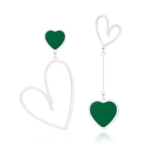 Linawe Brincos suspensos em forma de coração, brincos de aço inoxidável para mulher, brincos suspensos para casal, brincos para mulher