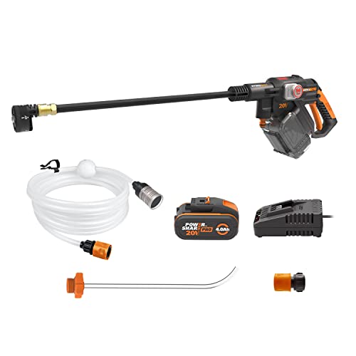 WORX Nitro Hydroshot 20 V máximo para limpeza a bateria | PowerShare | limpeza de terraços e lavagem de carros, máximo 56 Bares | 220 L/H | Inclui bateria de 4,0 Ah e carregador | WG633E