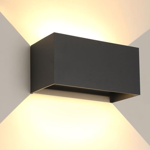 25 W LED aplique parede exterior interior IP65 impermeável apliques parede exterior candeeiro de parede alumínio moderno aplique preto 3000 k luz quente, ângulo de luz ajustável, fácil de instalar