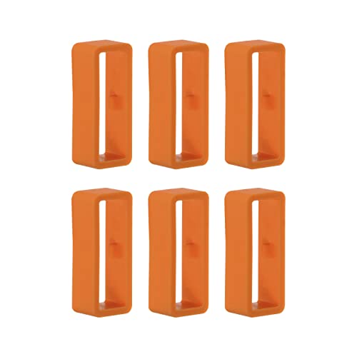 Sourcing Map 6 unidades pulseira laço fecho anéis 22 mm borracha suporte guardião silicone para relógio, laranja vermelho