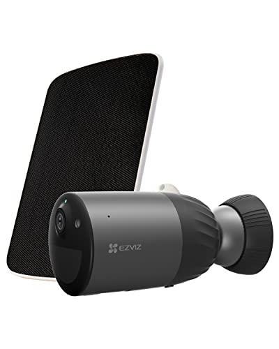 EZVIZ Câmara de vigilância Wi-Fi exterior com painel solar, bateria recarregável de 210 dias, 1080 P câmara IP de segurança, visão noturna colorida, áudio bidirecional, incorporado 32 GB eMMC, BC1C