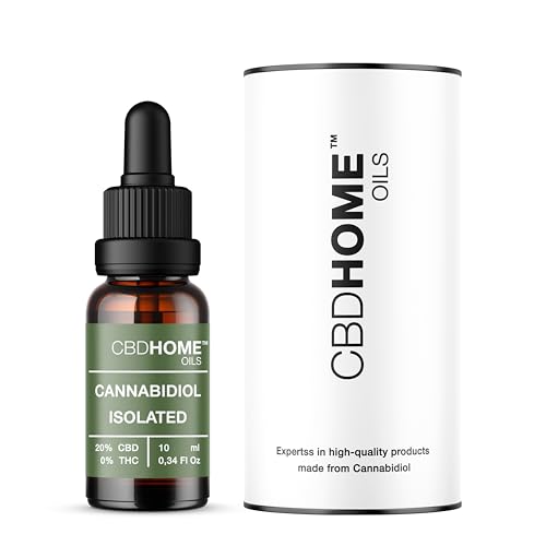 CBD HOME Oils - CBD Oil 20% 10 ml, Isolated - óleo de coco (MTC) e cânhamo ecológico enriquecido com 2000 mg de CBD Puro e Ômega 3-6-9. Óleo CBD certificado - Fabricado na UE