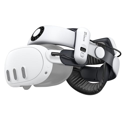 BOBOVR S3 Pro Bateria correia de cabeça, ar condicionado principal e pacote de bateria intercambiável a quente de 10000 mAh, compatível com Meta Quest 3/Quest 3S