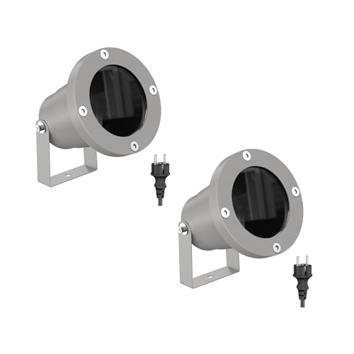 ledscom.de 2 focos de jardim DUK para exteriores, IP65, tomada, cinzento, 1 GU10 máx. 15W