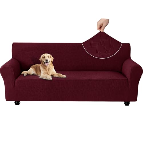 Ystyle Capa para sofá de 3 lugares, Couch Cover elásticas, capa para sofá anti-riscos gatos, forro para sofá antiderrapante, protetor de sofá antimanchas, lavável anti-cães, bordeaux