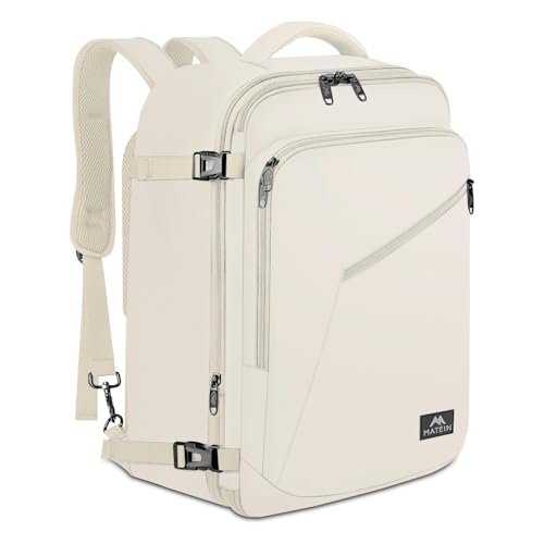 MATEIN Mochila viagem cabine avião, mochila de viagem mulher e homem com capacidade expansível para companhias aéreas, mochila leve e impermeável bagagem de mão para universidade, trabalho e negócios