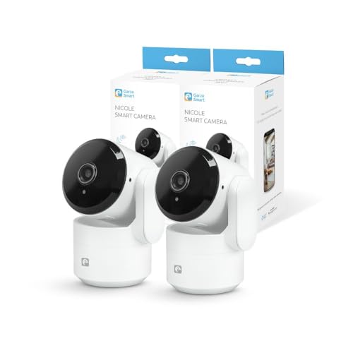 Garza Smart - Pack de 2 câmara de vigilância 360º interior inteligente IP WiFi 2,4 GHz, 1080 HD, visão noturna, deteção de movimento, modo de privacidade, controlo remoto por aplicação.