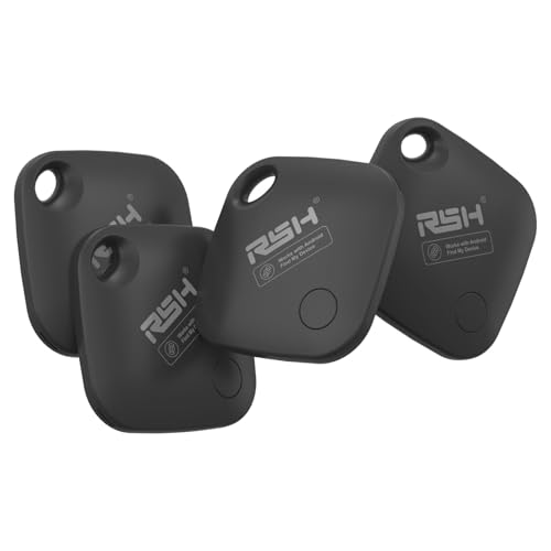 RSH Bluetooth Tracker para Android, autorizado pelo Google, Key Finder, Luggage Tracker, localizador de objetos compatível com o Google Localizador App, Smart Tracker 4Pack