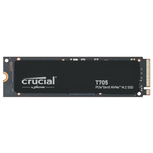 Crucial T705 SSD 2TB PCIe Gen5 NVMe M.2 SSD interno Gaming, até 14,500 MB/s, Microsoft DirectStorage, compatibilidade PCIe 4.0, disco rígido SSD - CT2000T705SSD3, preto 1