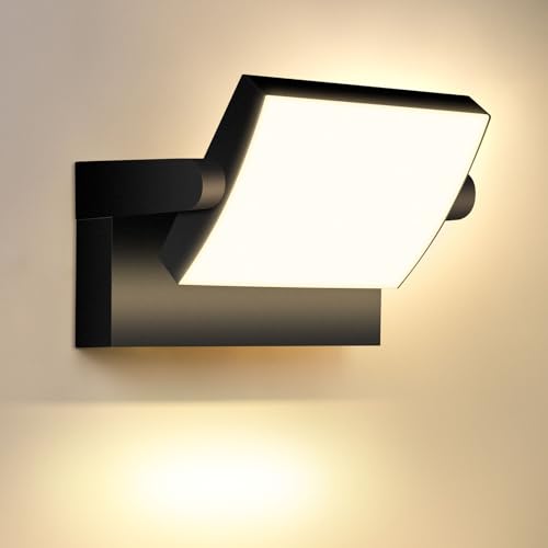 GXXG 40 W Apliques de parede exterior/interior 4000 LM rotação preta aplique de parede 3000 K branco caldo holofote LED exterior impermeável ip65