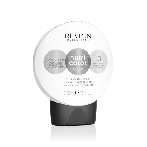 REVLON PROFESSIONAL Nutri Color Filters, máscara de coloração temporária para o cabelo, brilho intenso, tinta de cabelo mulher tom 1011 prata intenso, 240 ml