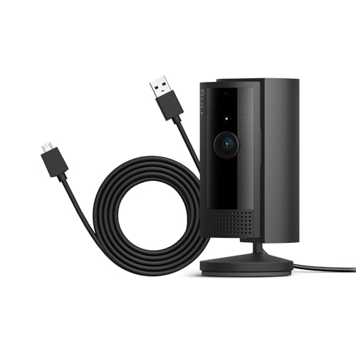 Ring Cámara interior (Indoor Camera 2.ª gen.) + Cable de alimentación de 3 m | Cámara de vigilancia wifi con enchufe para mascotas, vídeo 1080p HD, cubierta de privacidad | 30 días gratis de Ring Home
