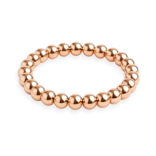 GD GOOD.designs Anel anti-stress de aço inoxidável com pérolas de 3 mm | anéis elásticos de ansiedade em ouro de 18 K, ouro rosa ou prata - anéis impermeáveis para mulher | tamanho 54-60