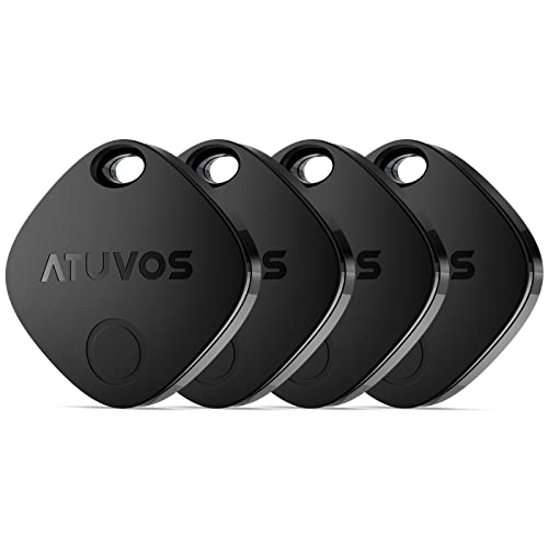 ATUVOS Air Tag Smart Tracker 4 Pack preto, localizador de objetos Bluetooth funciona com a procura da Apple (apenas iOS, Android não compatível), localizador para chaves, malas, bagagem. Bateria