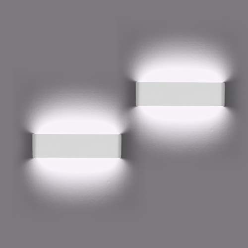 Candeeiro de parede LED para exterior interior, 2 unidades, 12 W, candeeiro de parede mais claro, iluminação de parede moderna, perfeito para quarto, sala, escadas e casa de banho, luz branca fria