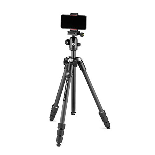 Manfrotto Element MII - tripé de viagem de carbono com cabeça esférica e Bluetooth para smartphone e câmaras compactas, CSC, DSLR, acessórios de fotografia, criação de conteúdos, Vlogs