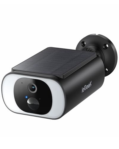 ieGeek 2K Câmara de vigilância WiFi exterior solar, câmara de segurança sem fios com painel solar integrado, visão noturna colorida, Wi-Fi 2,4 GHz, deteção de movimento PIR, áudio bidirecional