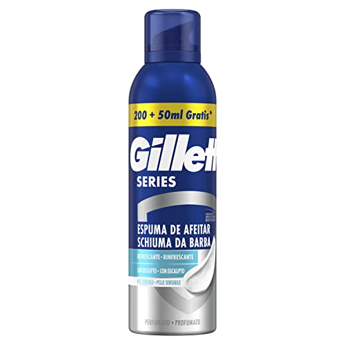 Gillette Série espuma de barbear refrescante com Eucalipto proteção total contra a irritação para máquina de barbear para homem, 250 ml