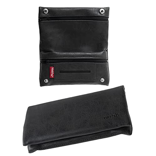 HIBRON Caixa de tabaco de cigarreira capa bolsa para tabaco de enrolar couro estojo para tabaco de enrolar 58105 preto