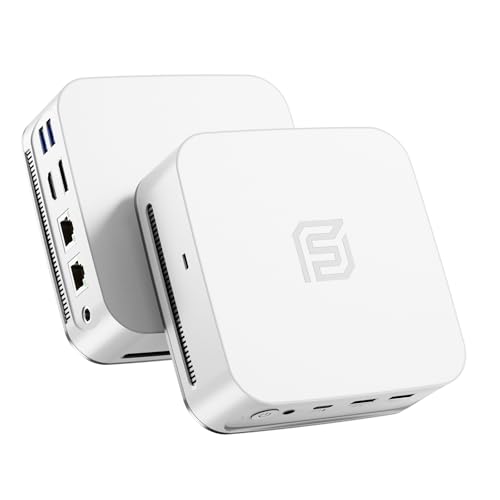 FUNYET Mini PC Win 11 Pro, Alder Lake-N95 (até 3,4 Ghz, 15 W) 16 GB DDR4 RAM 512 GB SSD, Desktop Computer 4K, HDMI+DP/RJ45/WIFI/BT/USB3.2, branco