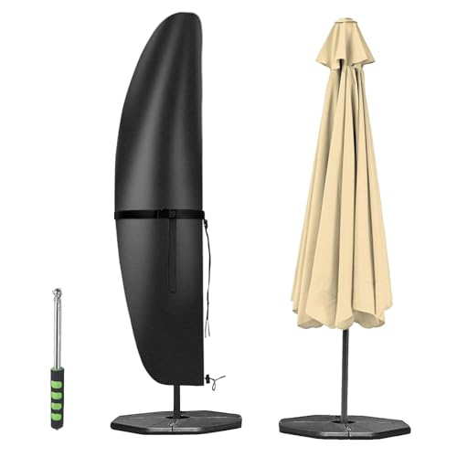 Aiwperer Capa guarda-sol jardim impermeável, capa para guarda-sol pendente Oxford 420D, anti-UV, resistente a rasgões, capa para guarda-sol praia exterior com fecho de correr (preto, 280 x 40/80/50 cm
