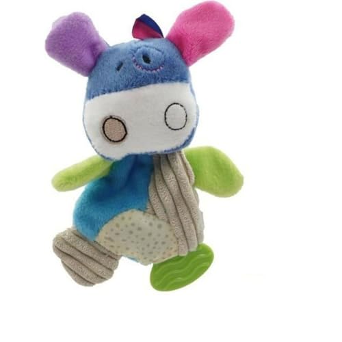 Aimé Brinquedos para cães de peluche vaca de 16 cm, multicolorido e sonoro com Squeaker para desenvolver e estimular os sentidos, peluche para cão de todos os tamanhos e idades