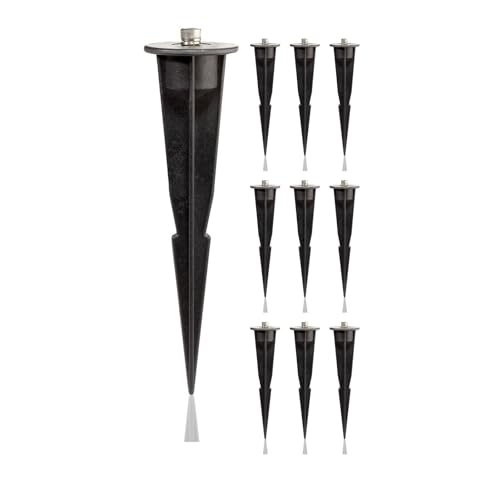 ledscom.de 10 peças espeto de terra para jardim, para luzes de jardim, preto, 17 cm, 45 mm Ø