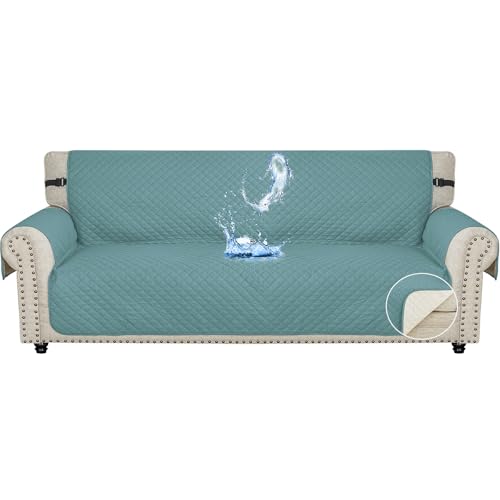 Ystyle Capa de cobertura para sofá de 4 lugares, capa impermeável para sofá, verão, protetor sofá para gatos riscos e cães de estimação, capas para sofá antiderrapante, antimanchas, lavável, azul